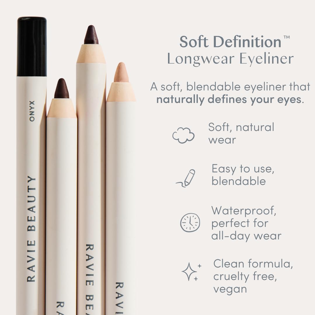 Ravie Beauty Soft Definition Longwear Eyeliner Pencil DRIFT - Soft Blendable Waterproof Smudge Resistant Natural Everyday Eye Liner - Vegan Cruelty Free Clean Formula