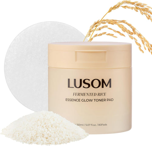 LUSOM Fermented Rice Essence Glow Toner Pads – Gentle, Hydrating & Skin-Soothing Korean Skin Care – 80 Pads (5.07 fl. oz. / 150ml)