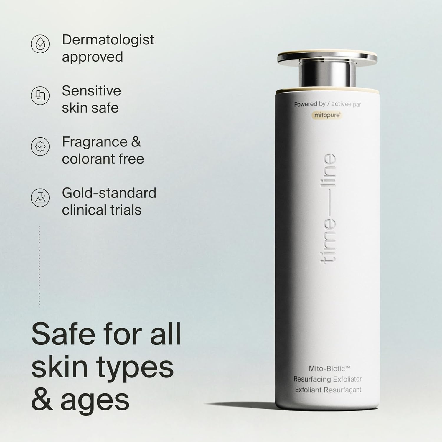 Timeline Mitopure™ Travel Size Resurfacing Face Exfoliator with Acids to Purify, Tone, Hydrate, Refine Texture & Unclog Pores - .30mL