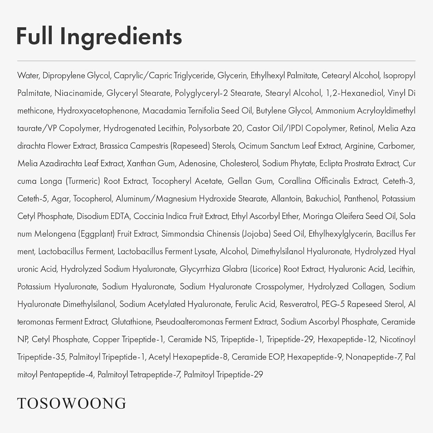 TOSOWOONG Real Retinol 0.1% Night Cream, Anti-Aging Face Moisturizer with Retinol, Bakuchiol, Firmer Skin, Reduce Wrinkles and Pore Minimizer | Korean Skincare for Face & Neck, 50ml / 1.69 fl. oz.